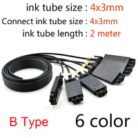 Tubo de Tinta de 2 Metros y 6 Colores con Amortiguador de Tinta, Tuercas de Fijación y Junta Tórica para Impresora Epson XP600 TX800 UV DTF