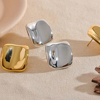 Boucles d'oreilles clous carrées simples en acier inoxydable 316 XY 924, style japonais, en métal doré et argenté, bijoux étanches