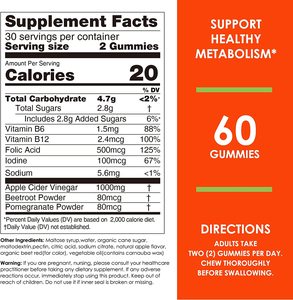 Suplemento sanitario Vitamina C ACV Gomitas <span class=keywords><strong>de</strong></span> vinagre <span class=keywords><strong>de</strong></span> <span class=keywords><strong>sidra</strong></span> <span class=keywords><strong>de</strong></span> manzana con vitaminas B para el apoyo inmunológico Desintoxicación y limpieza - Product Image 4