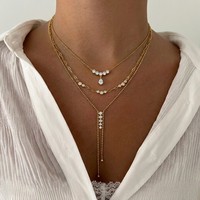 Kalung Wanita Stainless Steel Motif Bambu Sporty Chic Elegan Desain Bunga Delikat Bertabur Zirkon Lapis Emas 18K Awet untuk Perjalanan