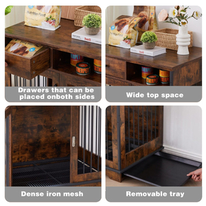 Modern stil ahşap köpek kulübesi kafesleri küçük hayvanlar için yuvarlak kaseler ile küçük orta büyük köpekler için paslanmaz çelik kasalar - Product Image 5