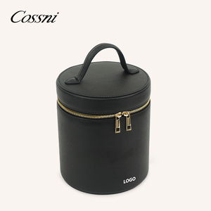 COSSNI Nova Chegada Rodada Saco Cosmético Couro Mini Vanity Case Moda Viagem Maquiagem <span class=keywords><strong>Bag</strong></span> com Espelho - Product Image 2