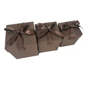 Rigid 1200gsm grey board with binding linen texture paper box for gift lid and base box with bow lovely gift box with rope