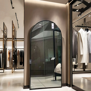 Grande specchio da pavimento a figura intera con struttura in alluminio ad arco a parete Design salone di bellezza decorazione per la casa uso camerino - Product Image 5