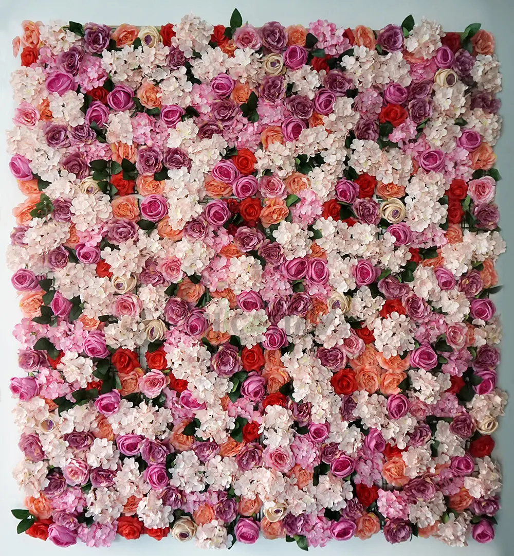 Faux Artificial hydrangea flower wall panel wedding decoration rose floral mat wedding backdrop