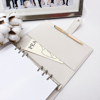 Carnet de notes A5 à couvercle blanc uni, nouveau Design, reliure à anneaux en cuir, journal intime