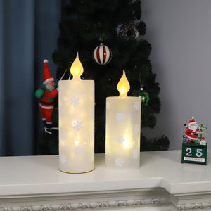 Flocons de neige imprime bougie de Simulation électronique haute qualité sécurité noël décoration de sécurité à la maison sans matériau en verre de feu - Product Image 2