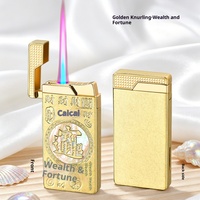 Briquet coupe-vent en métal, motif trèfle à quatre feuilles, coquille d'ormeau, flamme colorée, emballage cadeau