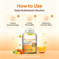 Bonbons gommeux multivitaminés Dayne Health Food, vitamines C, D, E, B6, Zn - Améliore l'immunité pour les personnes d'âge moyen et les personnes âgées, saveur fruitée, 60 unités