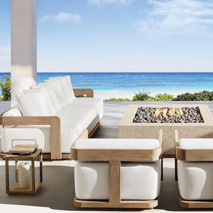 Juego <span class=keywords><strong>de</strong></span> Muebles <span class=keywords><strong>de</strong></span> Jardín <span class=keywords><strong>de</strong></span> Madera <span class=keywords><strong>de</strong></span> Teca Cómodo <span class=keywords><strong>de</strong></span> Estilo Contemporáneo Sofá <span class=keywords><strong>de</strong></span> Conversación Moderno para Patio Exterior con Brasero - Product Image 2