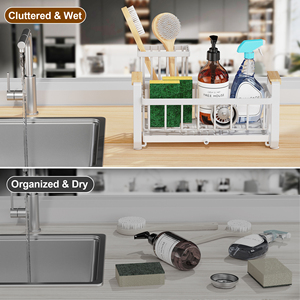 Sink Caddy Sponge Holder Stainless Steel <b>Kitchen</b> Sink Organizer <b>KITCHEN</b> <b>STORAGE</b> RACK SINK SPONGE HOLDER - Product Image 6