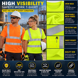 Magliette <span class=keywords><strong>da</strong></span> Lavoro Riflettenti EN20471 a Maniche Corte per Ingegneri Elettrici, Fabbriche Chimiche, Miniere, Edilizia, Abbigliamento <span class=keywords><strong>da</strong></span> Lavoro ad Alta Visibilità - Product Image 3