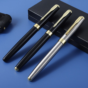 Hot Stock Clip Metal Signature Gel <b>Pen</b> Black Silver For Business Office Promotional Wholesale Gift Stationery - Product Image 2
