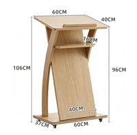 Table de conférence portable en bois avec étagère de rangement et roulettes pour professeurs en classe