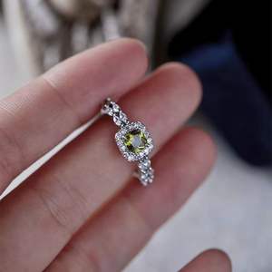 Bague en alliage Forêt Mystique, inspirée de l'art français, avec zircon vert olive exquis et délicat, pour empilage, pour l'index, mariage, fiançailles, en argent 925 - Product Image 3