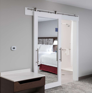 Hampton Inn Hotel Phòng Tắm & Tủ Quần Áo Trắng Sơn Nội Thất Vị Trí MDF Panel Trượt Gương Gỗ Barn Door - Product Image 1