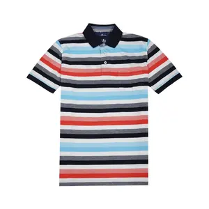 Custom Design Your Own Brand Polyester Cotton Striped Knit Golf Polo Shirt Men'S Polo Shirts With Logo Collar