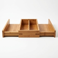 Organizador de Cajones Expandible de Bambú de 33-43 cm, Porta Utensilios Multicompartimentos para un Almacenamiento Perfecto en la Cocina