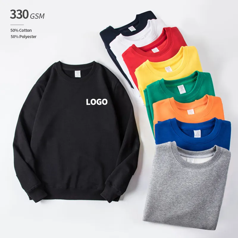 Fleece high quality sweatshirts custom logo cotton blank crewneck sweatshirt men