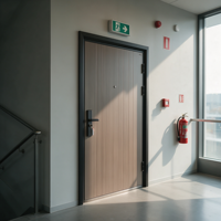 Porte de sécurité en acier robuste avec œil de porte et serrure sécurisée, porte extérieure minimaliste pour villa de luxe