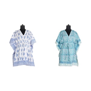 Caftan court robe indienne haute qualité femmes vêtements court Caftan belle dame robe meilleure main bloc impression robe femmes robe - Product Image 1