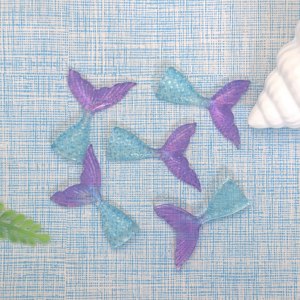 Cabochons en résine à dos plat, motif sirène mignonne bicolore, queue de poisson, pour loisirs créatifs, breloques, accessoires pour slime et décoration de coques de téléphone - Product Image 6