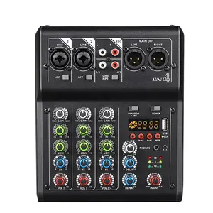 MINI4 Good Price 4 Channel Audio Small Mixer Amplifier 50 Watt USB Interface BT Function Power Audio Mixer