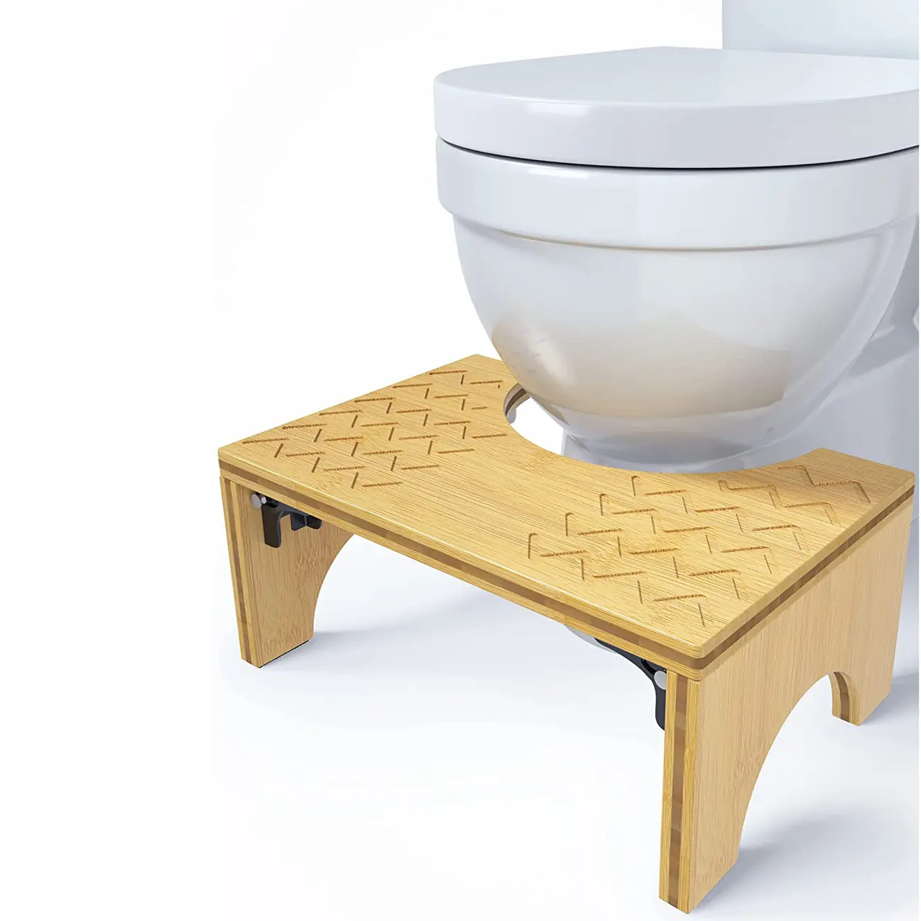 Toilet Seat Footstool,Wooden Squatting Toilet Stool Anti-Skid Heightened Thickened Bathroom Foot Stool for Children Pregnant Women Elderly 