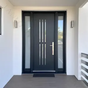 Porte d'entrée de sécurité décorative en métal personnalisée en fer forgé noir moderne intérieur design dernier cri porte en fer