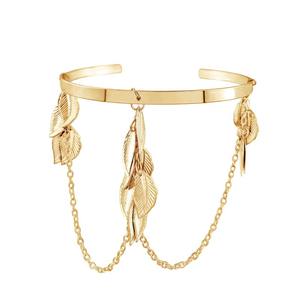 Ultima novità da sposa accessori per capelli con foglia di baruquet oro gioielli decorazione bracciale orecchini da braccio anelli gioielli set per matrimonio - Product Image 4