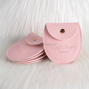 กล่องใส่เครื่องประดับหนัง PU สีชมพูน่ารัก รูปทรงวงรีไม่ซ้ำใคร กระดุมสีทอง สำหรับใส่ของขวัญ จี้ สร้อย หรือเครื่องประดับอื่นๆ - Product Image 5