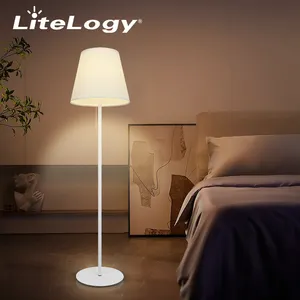 Nordic modern standing home decorative white aluminium dimmable rechargeable wireless led floor lamp for living room