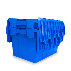 Contenitore di Stoccaggio in Plastica Blu Impilabile con Coperchio Attaccato per Traslochi - Product Image 6