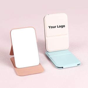 Складное компактное косметическое зеркало из искусственной кожи с логотипом на заказ - Product Image 3