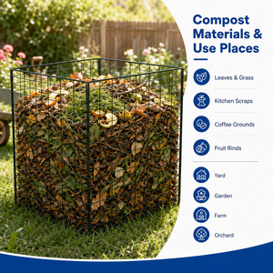 Contenedor <span class=keywords><strong>de</strong></span> Compost Plegable <span class=keywords><strong>de</strong></span> Malla <span class=keywords><strong>de</strong></span> Alambre Soldada, <span class=keywords><strong>Cesta</strong></span> <span class=keywords><strong>de</strong></span> Compostaje para Jardín Exterior con Diseño <span class=keywords><strong>de</strong></span> Fácil Montaje - Product Image 4