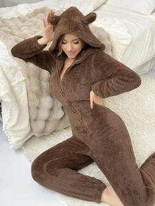 Pijama Enterizo con Capucha de <span class=keywords><strong>Oso</strong></span> Pardo para <span class=keywords><strong>Mujer</strong></span>, Suave y Cálido, de Franela, Manga Larga, para Otoño e Invierno - Product Image 6
