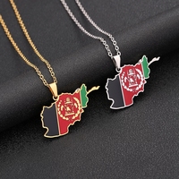 Collier pendentif en acier inoxydable pour femmes et hommes, couleur or et argent, charme tendance, bijoux afghans, cadeau, nouvelle carte du Afghanistan, drapeau