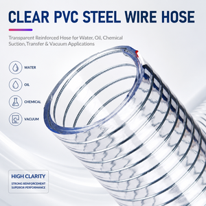 Clear Reinforced PVC Steel Wire <b>Hose</b> for Water Oil Chemical <b>Suction</b> Transfer and Vacuum Applications OEM Brand China - Product Image 6