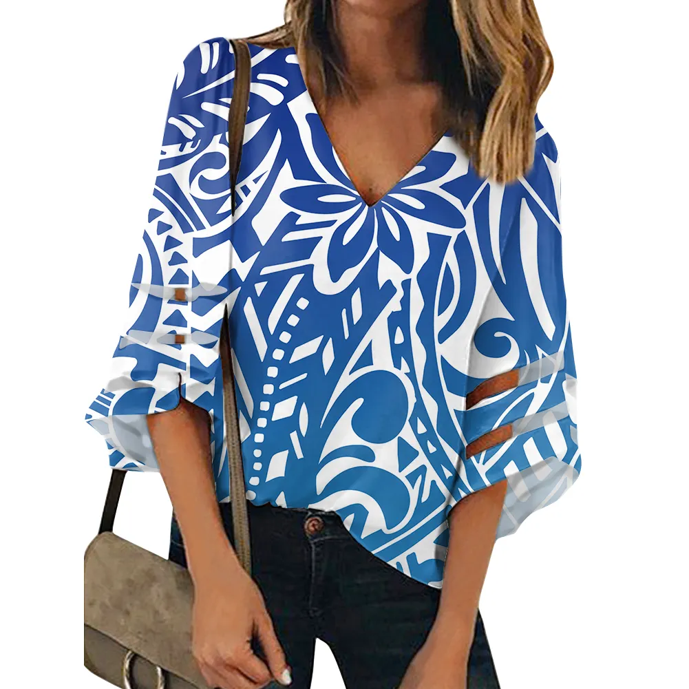 SexyTops For women Loose Polynesian Print Material Tops For Girls WomanTops Fashionable Ladies' Blouses Plus Size Women Clothing
