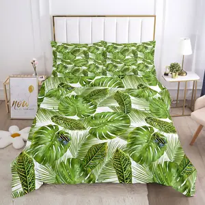 Custom 3D Printed Four-Piece Bed Sheets Plant Flower Printed Sheet Set King Size Duvet Cover Bedding Set