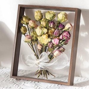 Thêm sâu tre hoa bóng hộp với sắt kim loại khung hoa khô hiển thị hình ảnh cho Nhà tưởng niệm khung ảnh bằng gỗ - Product Image 4