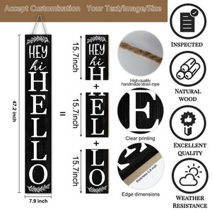 Letrero de Madera Personalizado para Porche, con la Leyenda 'Hola', Letrero de Bienvenida para Puerta Principal, Decoración de Pared para Hogar y Jardín - Product Image 2