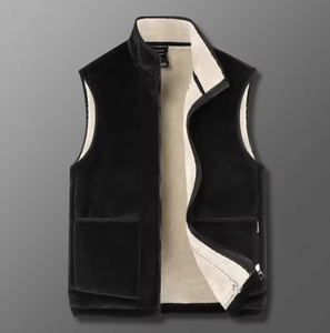 Chaqueta de lana personalizada para otoño e invierno con cuello alto, cálida, para exteriores, tipo chaqueta de lana de cordero, talla grande, chaleco para hombre - Product Image 5