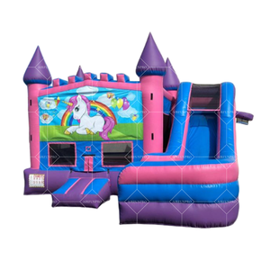 Combo toboggan gonflable commercial de château gonflable de maison de rebond de <span class=keywords><strong>licorne</strong></span> avec le toboggan aquatique pour sauter des châteaux et le divertissement - Product Image 2