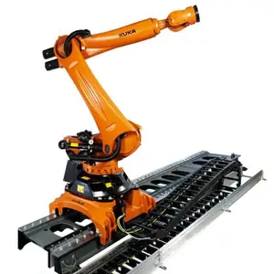Robot Palletizer Harga KUKA KR 120 PA dengan 5 sumbu lengan Robot industri digunakan untuk pengemasan Robot dengan rel Linear