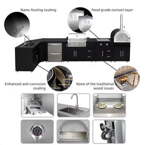 Cuisine extérieure de luxe OEM en acier inoxydable 304, anti-corrosion, haute qualité, pour villa, avec <span class=keywords><strong>mini</strong></span>-réfrigérateur en verre - Product Image 4