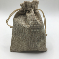 Pochette en lin vintage recyclable 15x20cm avec cordon de serrage - Organisateur compact d'accessoires pour un usage quotidien
