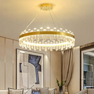 Venta al por mayor de araña de cristal de lujo redondo de un solo círculo Led anillo de luz colgante para Villa restaurante - Product Image 5