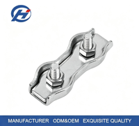 High Strength Stainless Steel Double Wire Rope Clip Rust Proof Hardware for Outdoor Railing and Construction Wire Fixing