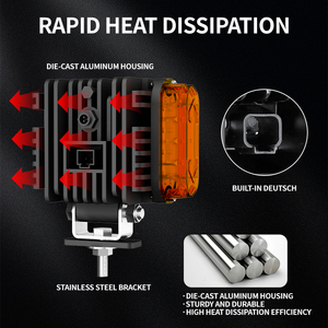 Lampes de travail auxiliaires LED 12V étanches pour tracteurs et camions, projecteur latéral de sécurité pour engins lourds et excavatrices - Product Image 4